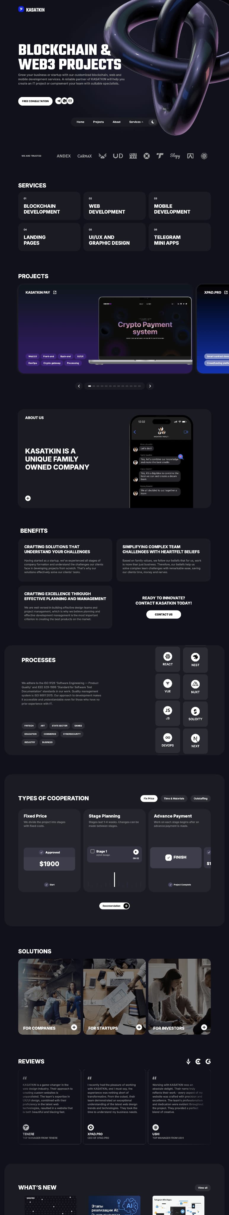 An image of a landing page for kasatkin web agency